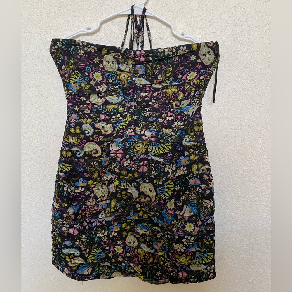 Zara Paisley halter neck mini dress